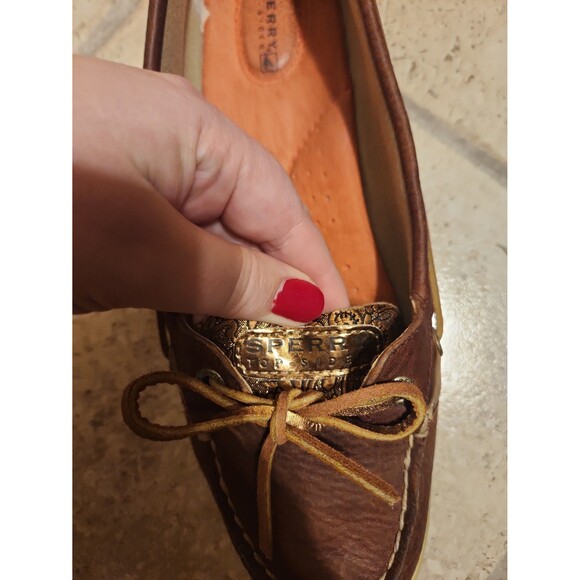 Sperry Women's Top Sider Angelfish Boat Shoes Brown Leather Bronze Accents Sz 10 - Picture 11 of 11